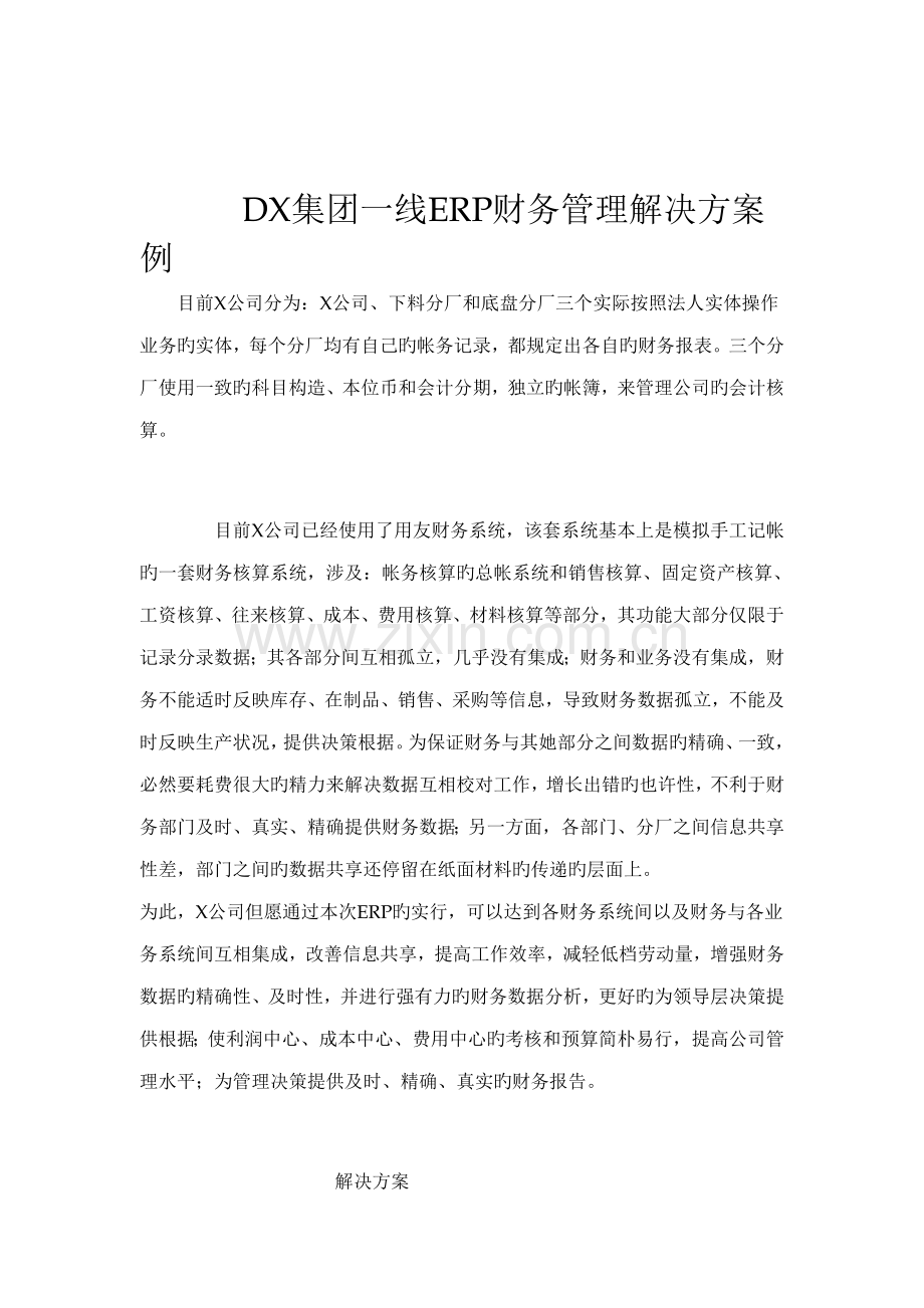 DX集团一线ERP财务管理解决专题方案例.docx_第1页