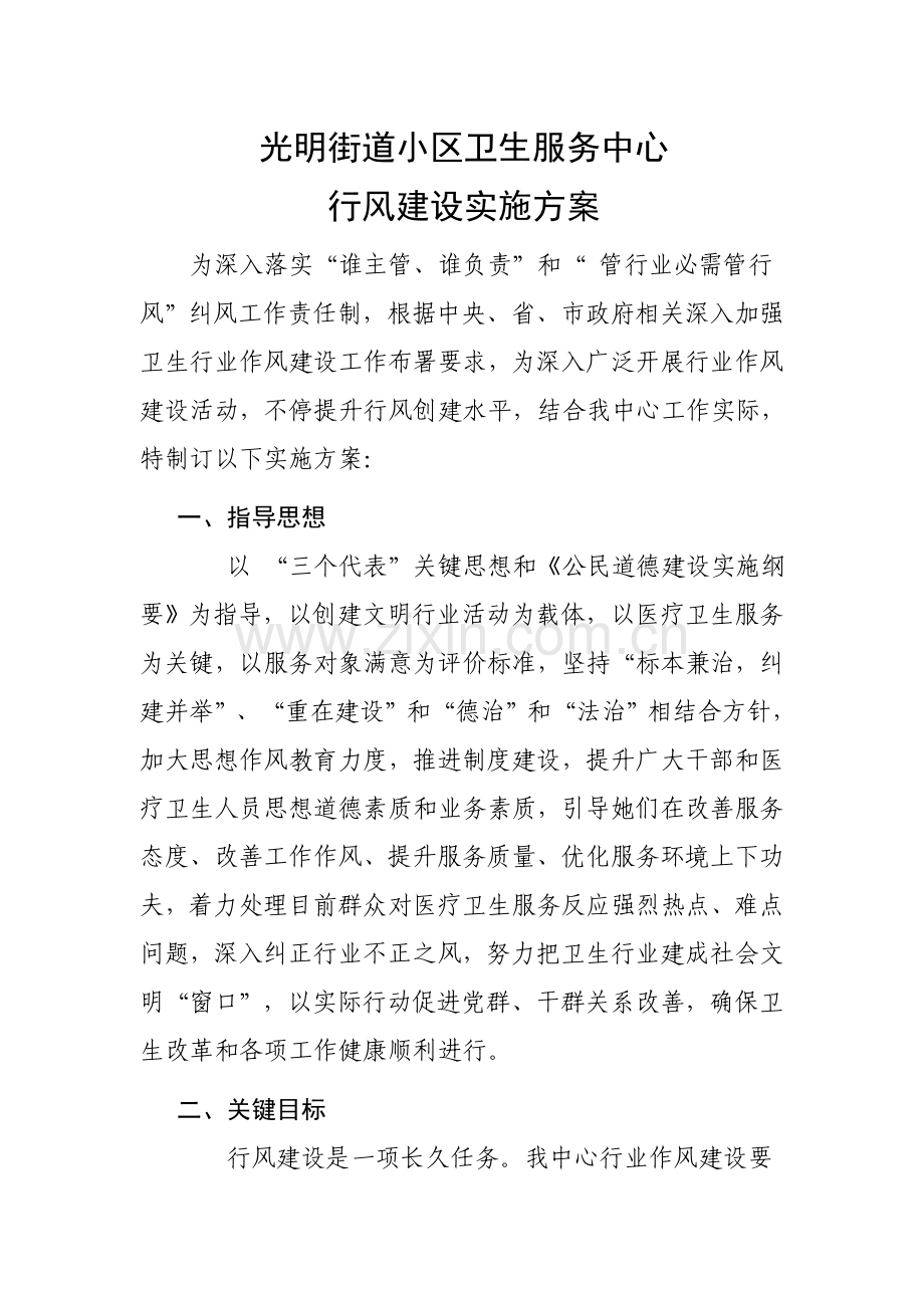 卫生院行风建设专业方案.doc_第1页