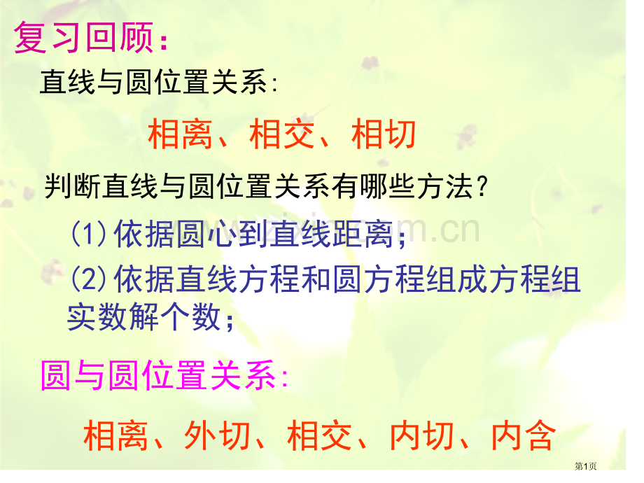 圆和圆的位置关系示范课市公开课一等奖百校联赛获奖课件.pptx_第1页