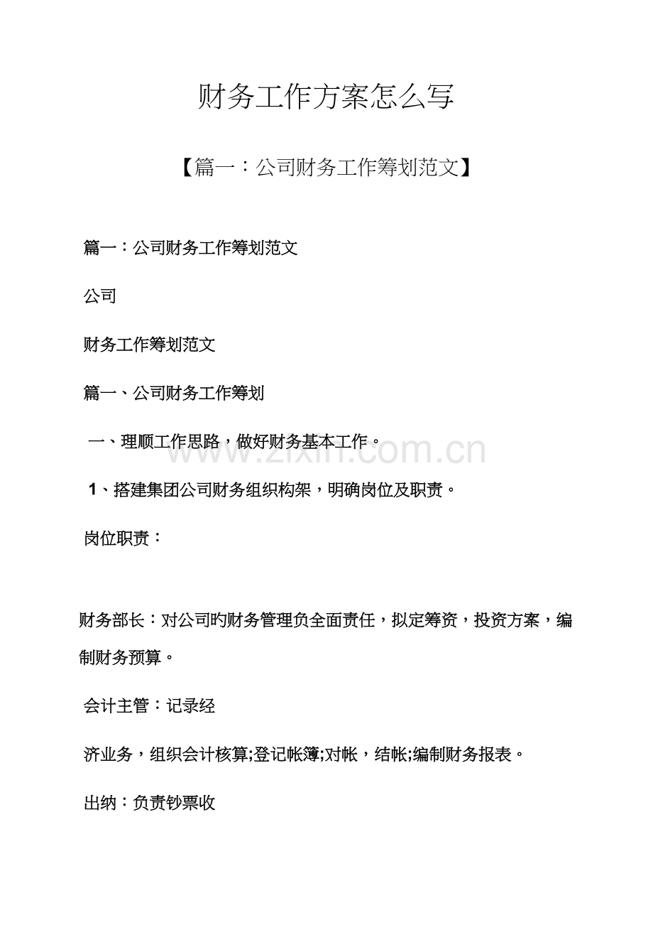 活动专题方案之财务工作专题方案怎么写.docx_第1页