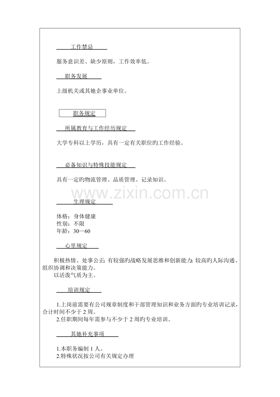 后勤保障部岗位专项说明书.docx_第2页