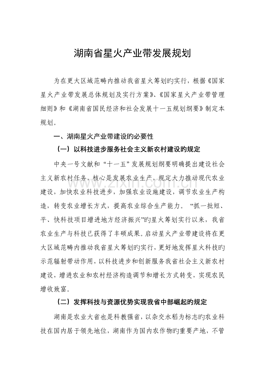 湖南省星火产业带发展重点规划.docx_第1页