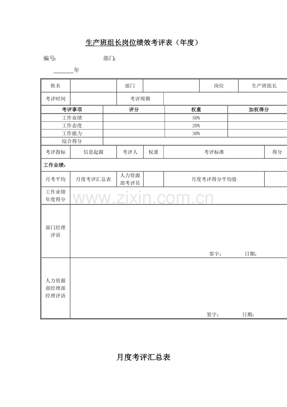 江动股份生产班组长岗位绩效考核表模板.doc_第3页