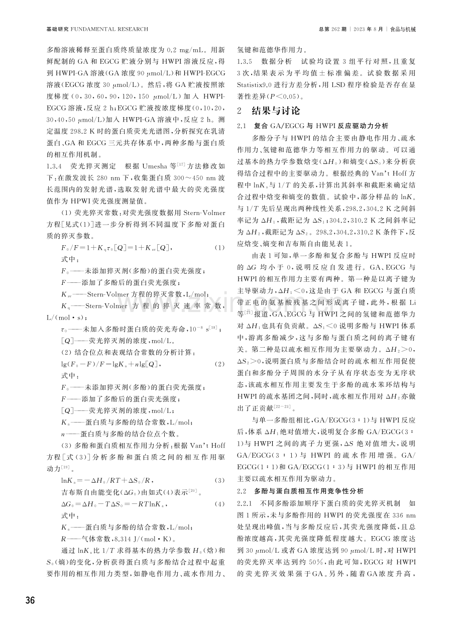 基于荧光猝灭法的复合GA_EGCG与热变性乳清蛋白相互作用机制.pdf_第3页