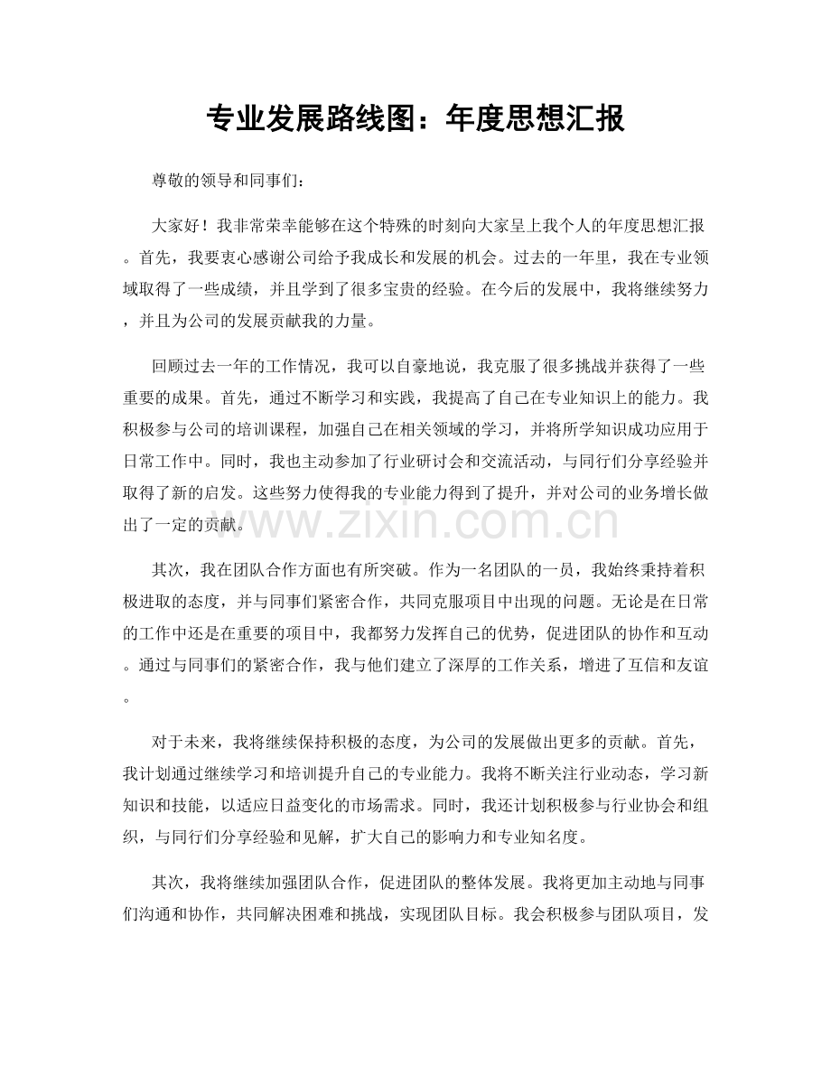 专业发展路线图：年度思想汇报.docx_第1页