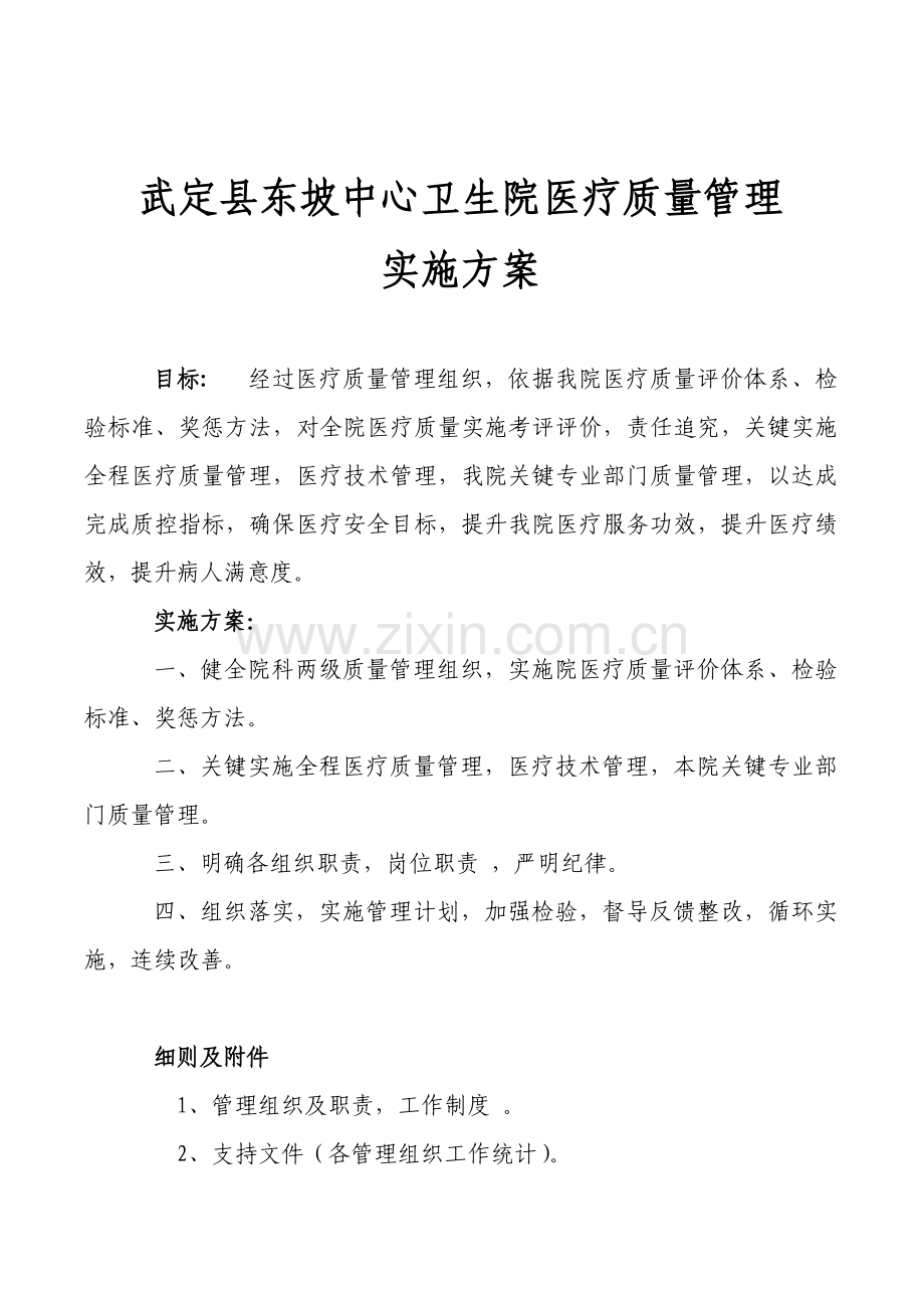 东坡中心卫生院医疗质量管理专项方案.doc_第1页