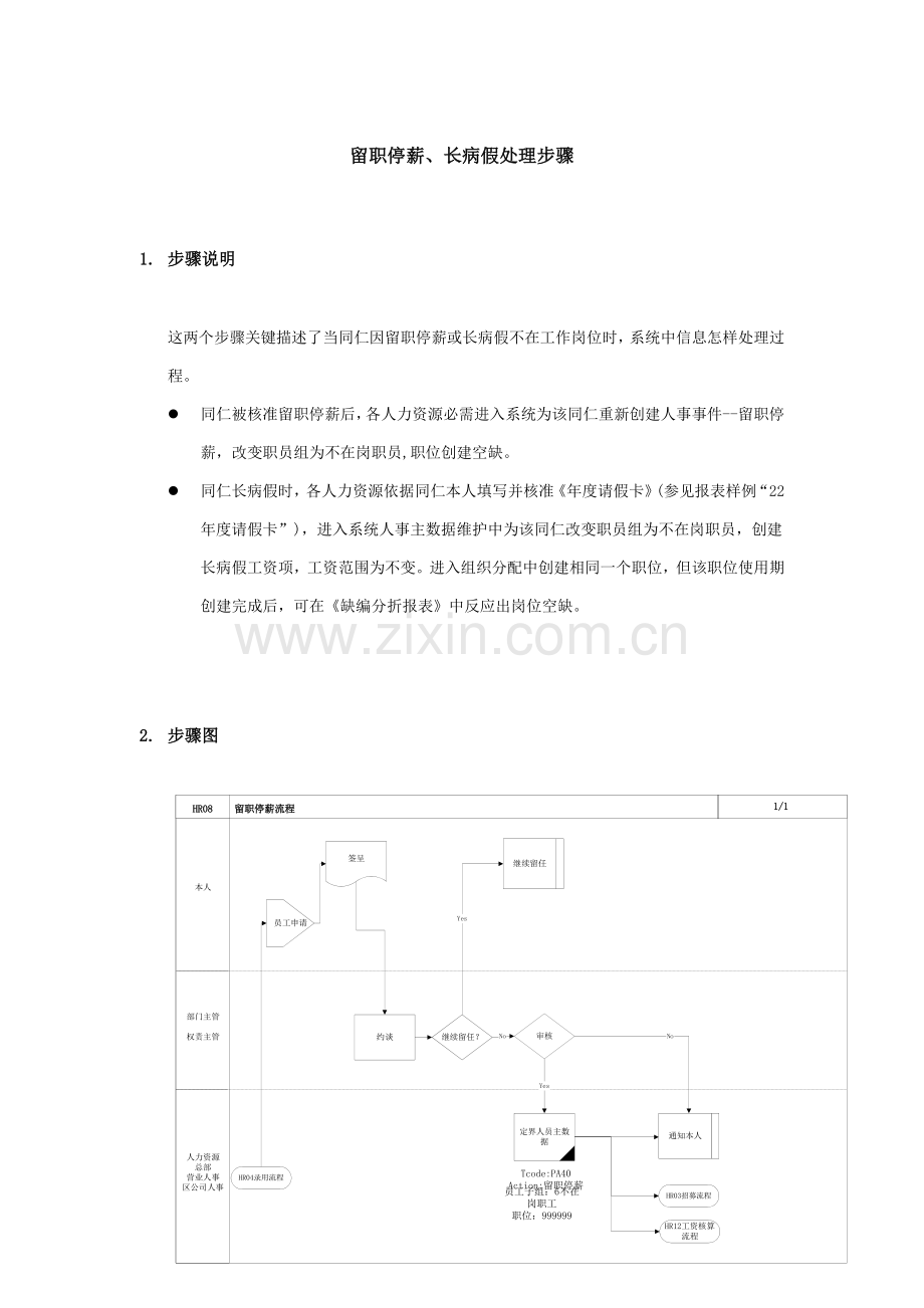 留职停薪与长病假处理流程模板.doc_第1页