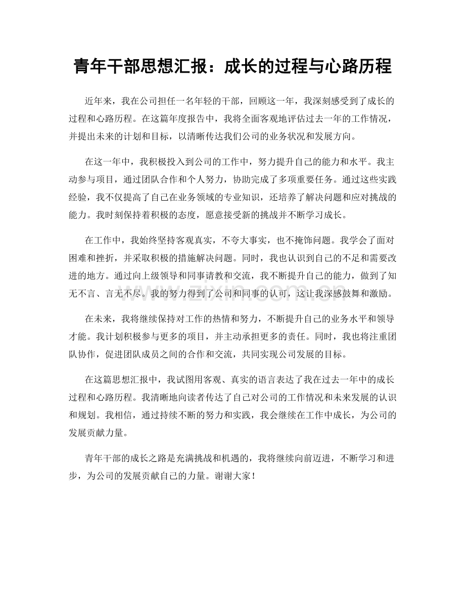 青年干部思想汇报：成长的过程与心路历程.docx_第1页