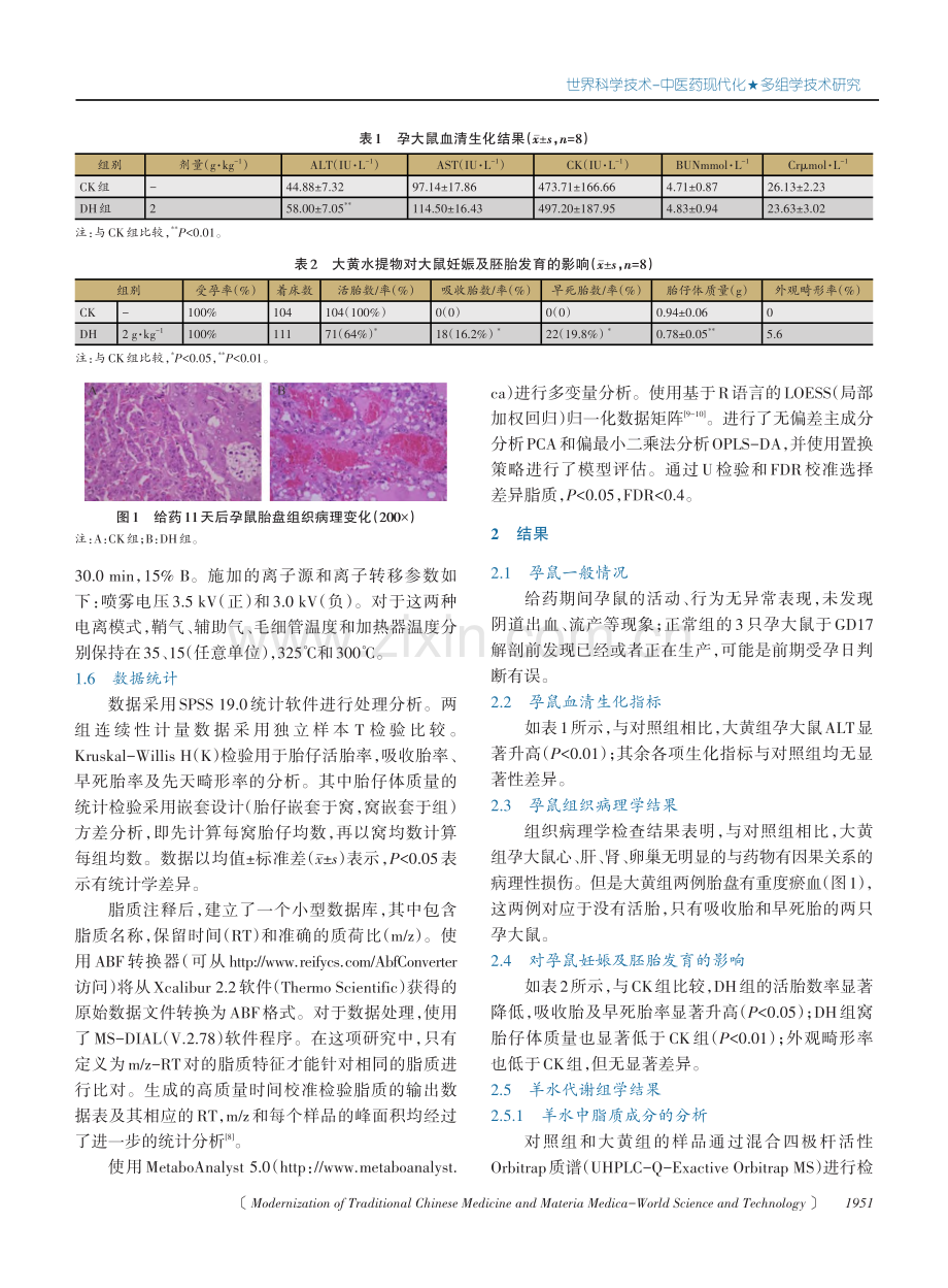 基于羊水脂质组学技术探索大黄对孕鼠生殖及胚胎发育影响.pdf_第3页