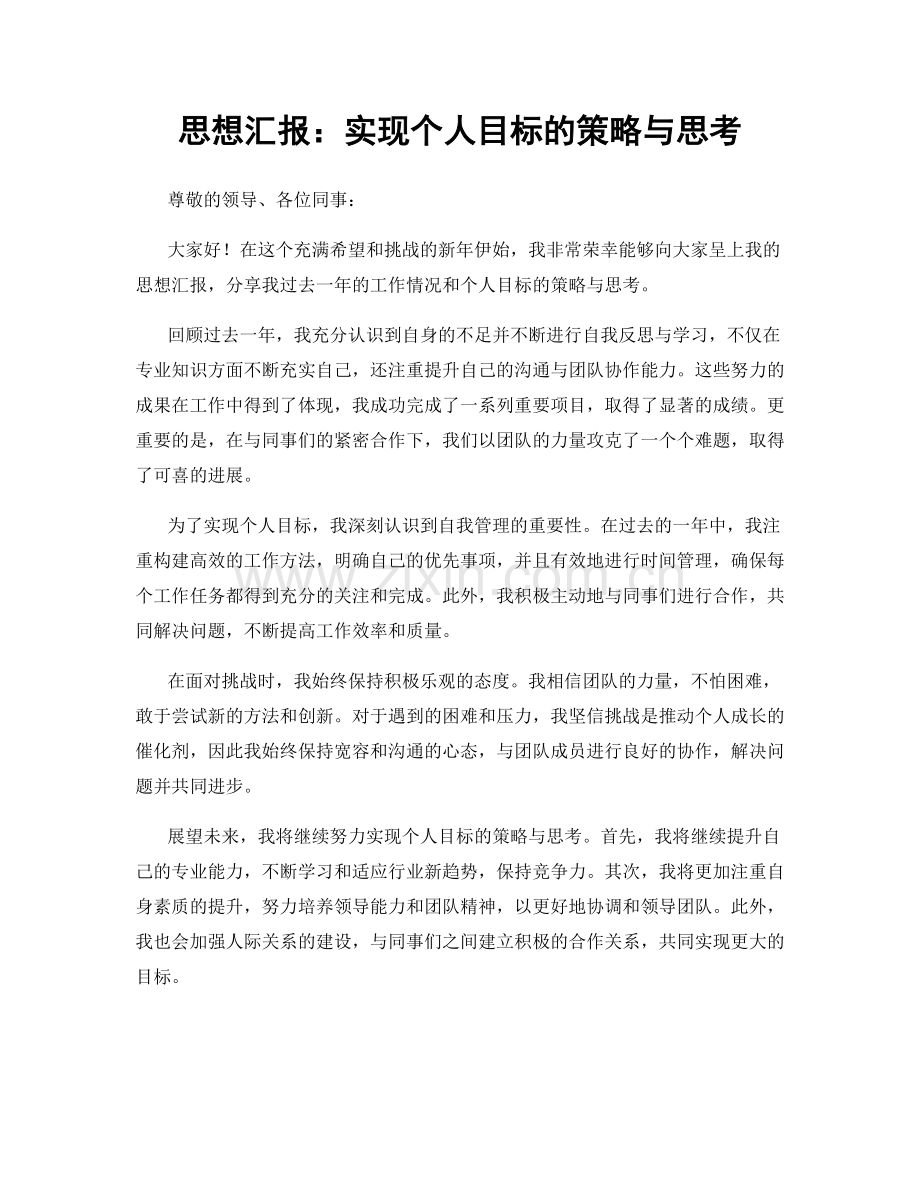 思想汇报：实现个人目标的策略与思考.docx_第1页