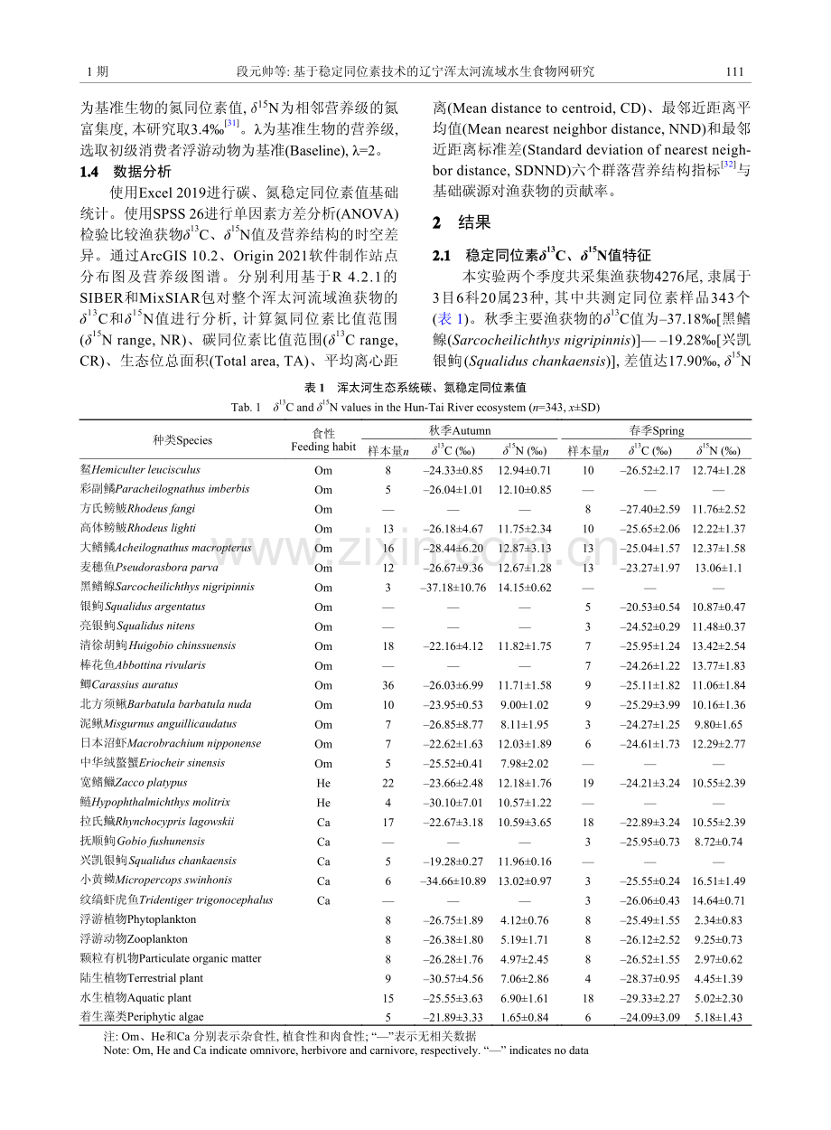 基于稳定同位素技术的辽宁浑太河流域水生食物网研究.pdf_第3页