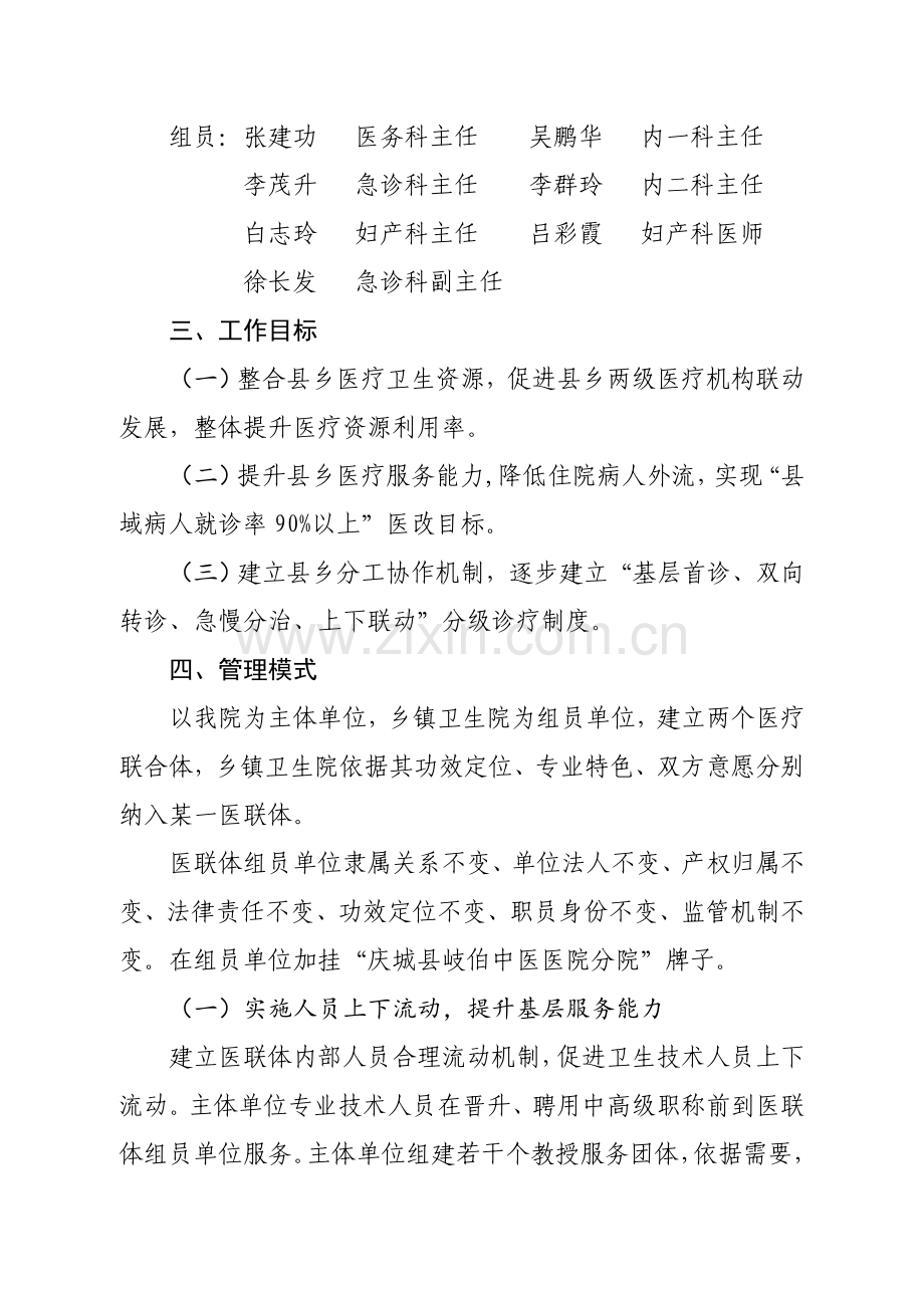 庆城县岐伯中医医院医联体工作实施专项方案.doc_第2页