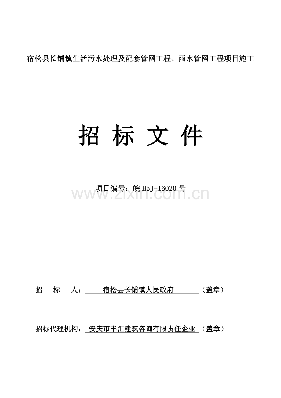 镇生活污水处理及雨水管网工程项目施工招标文件模板.doc_第1页