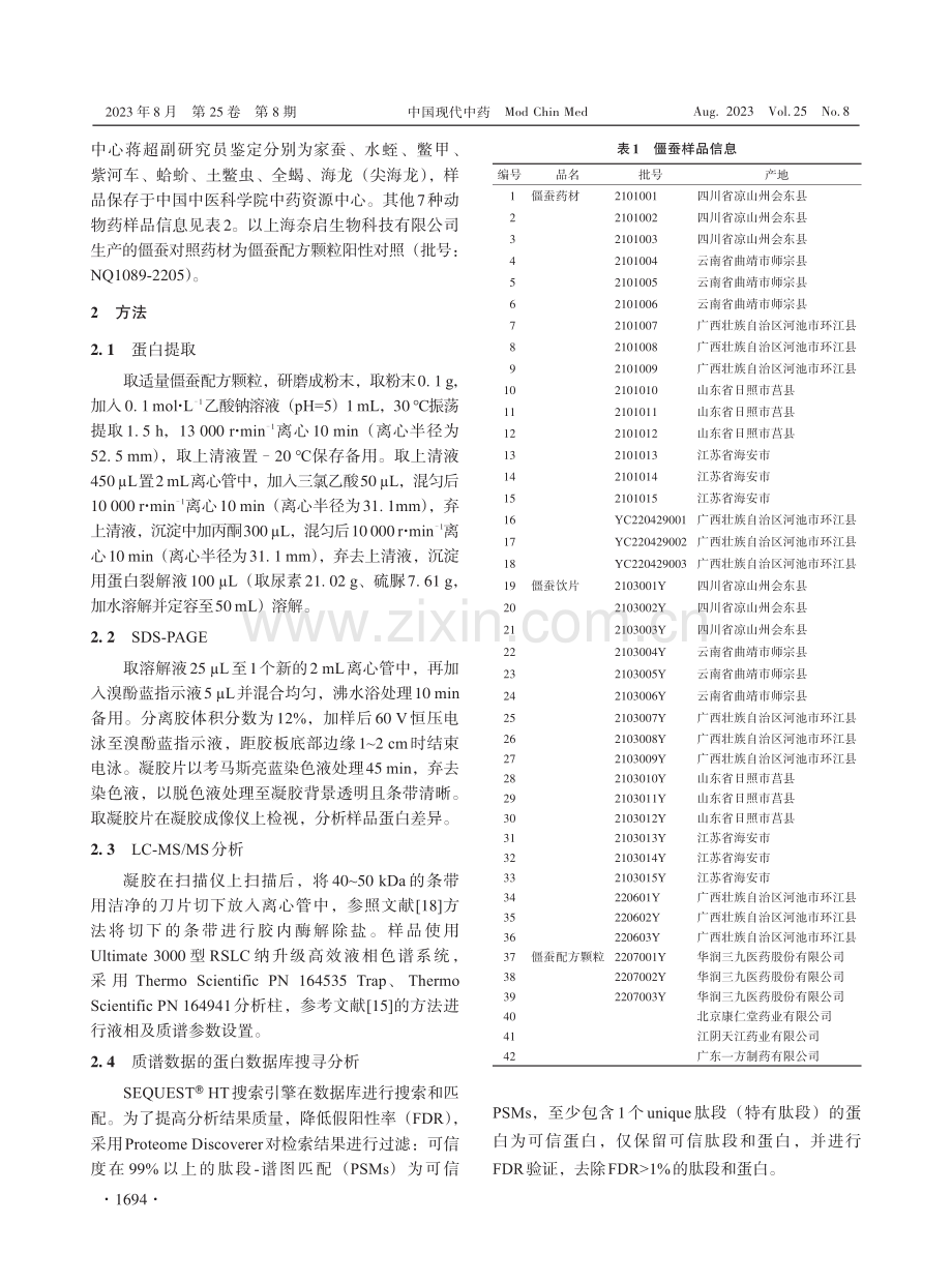 基于特征蛋白的僵蚕配方颗粒鉴定方法.pdf_第3页