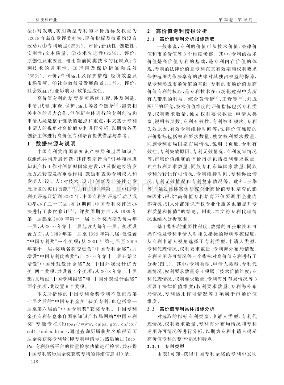 基于专利申请人视角的高价值专利情报分析——以中国专利金奖获奖专利为例.pdf_第2页