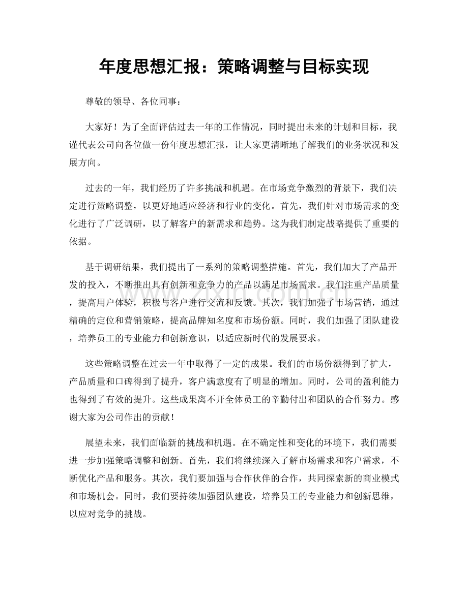 年度思想汇报：策略调整与目标实现.docx_第1页