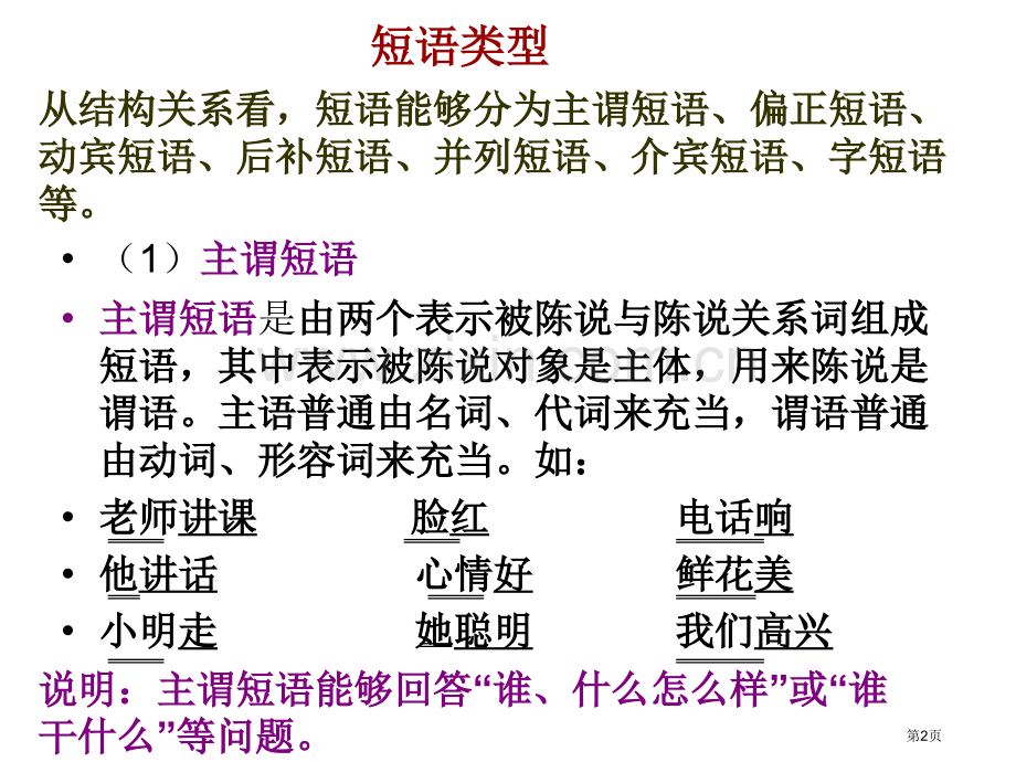 现代汉语语法知识短语类型和句子成分划分市公开课一等奖百校联赛获奖课件.pptx_第2页