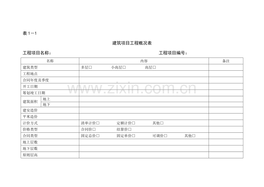 建筑工程综合项目工程造价分析表.doc_第1页