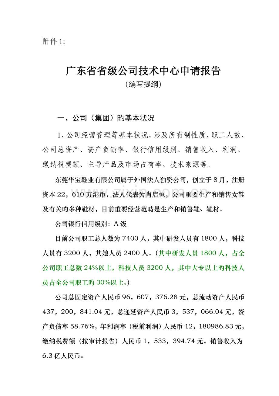 企业重点技术中心具体申请报告.docx_第1页