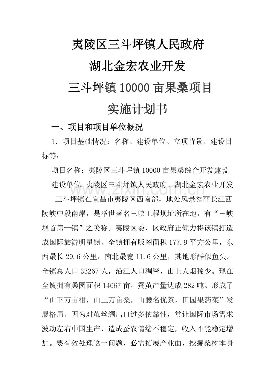 万亩果桑综合项目实施专题计划.doc_第1页