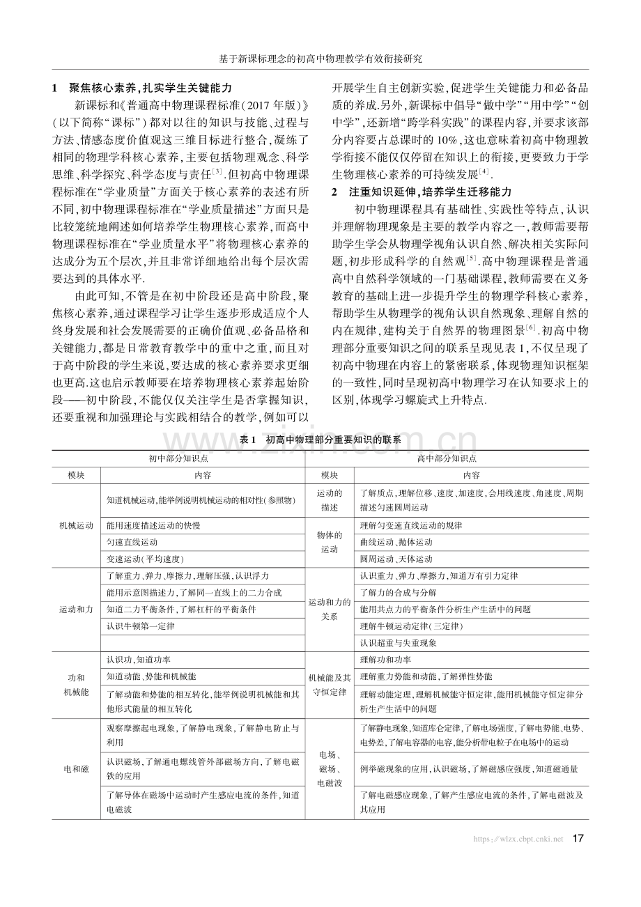 基于新课标理念的初高中物理教学有效衔接研究.pdf_第2页