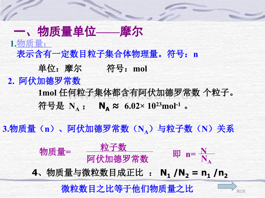 高中化学必修摩尔质量省公共课一等奖全国赛课获奖课件.pptx_第2页