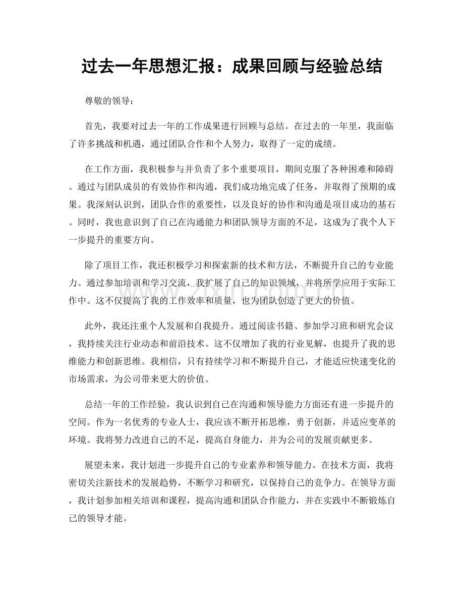 过去一年思想汇报：成果回顾与经验总结.docx_第1页