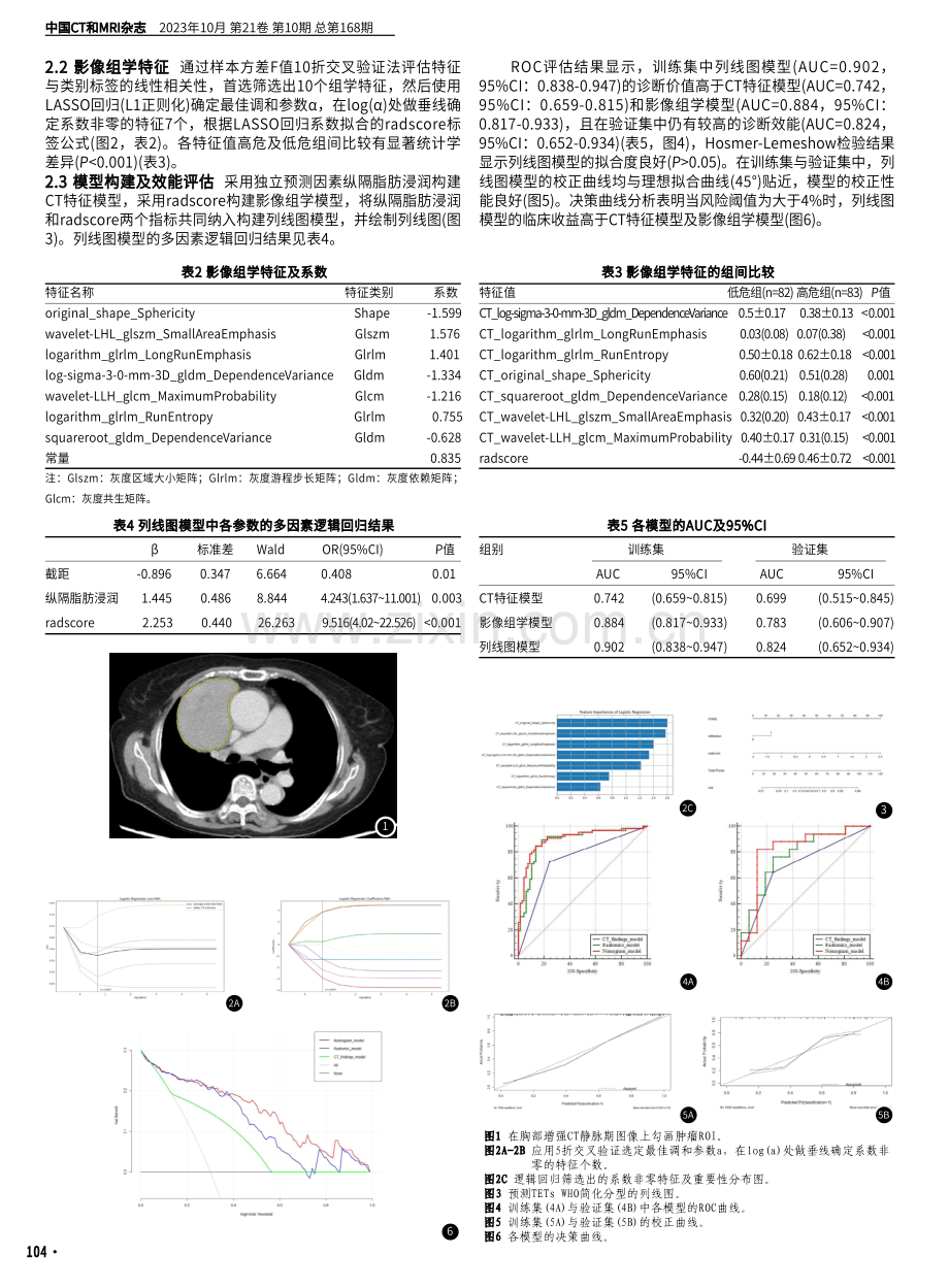 基于增强CT影像组学的列线图模型在预测胸腺上皮性肿瘤WHO简化分型中的应用研究.pdf_第3页