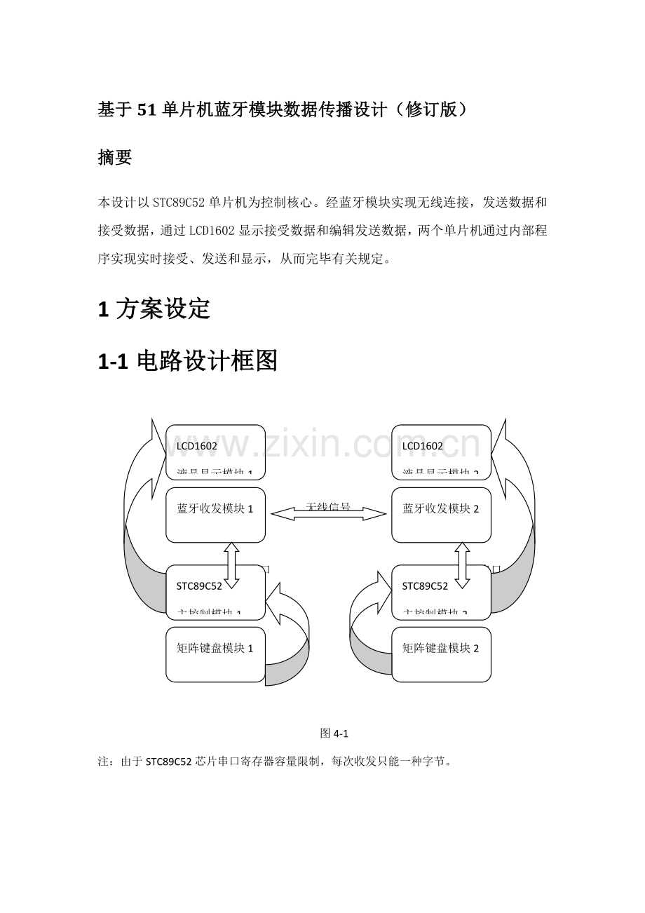 基于单片机蓝牙模块传输数据毕业设计方案作品.doc_第1页