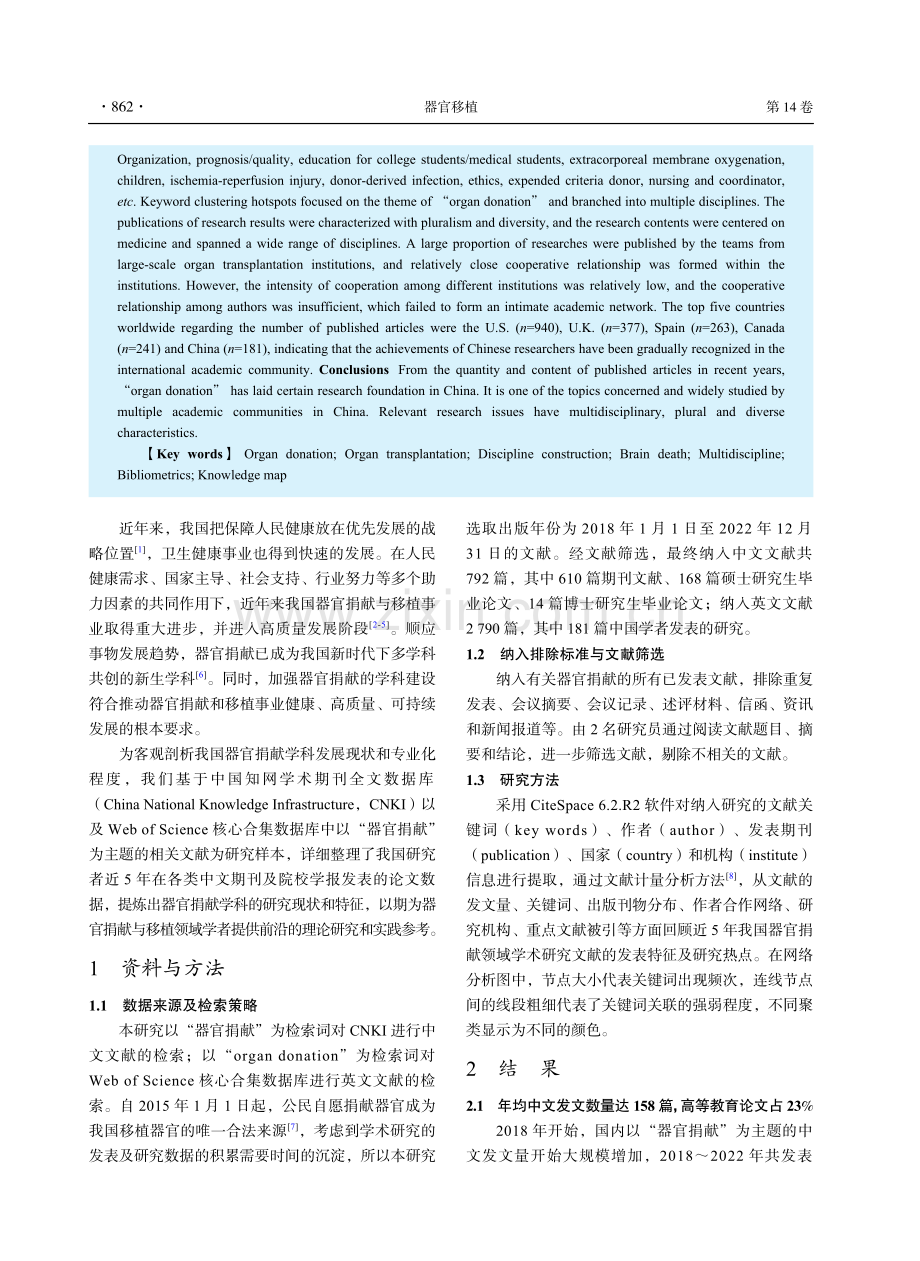 基于文献计量学的我国器官捐献学科建设现状分析与展望.pdf_第2页