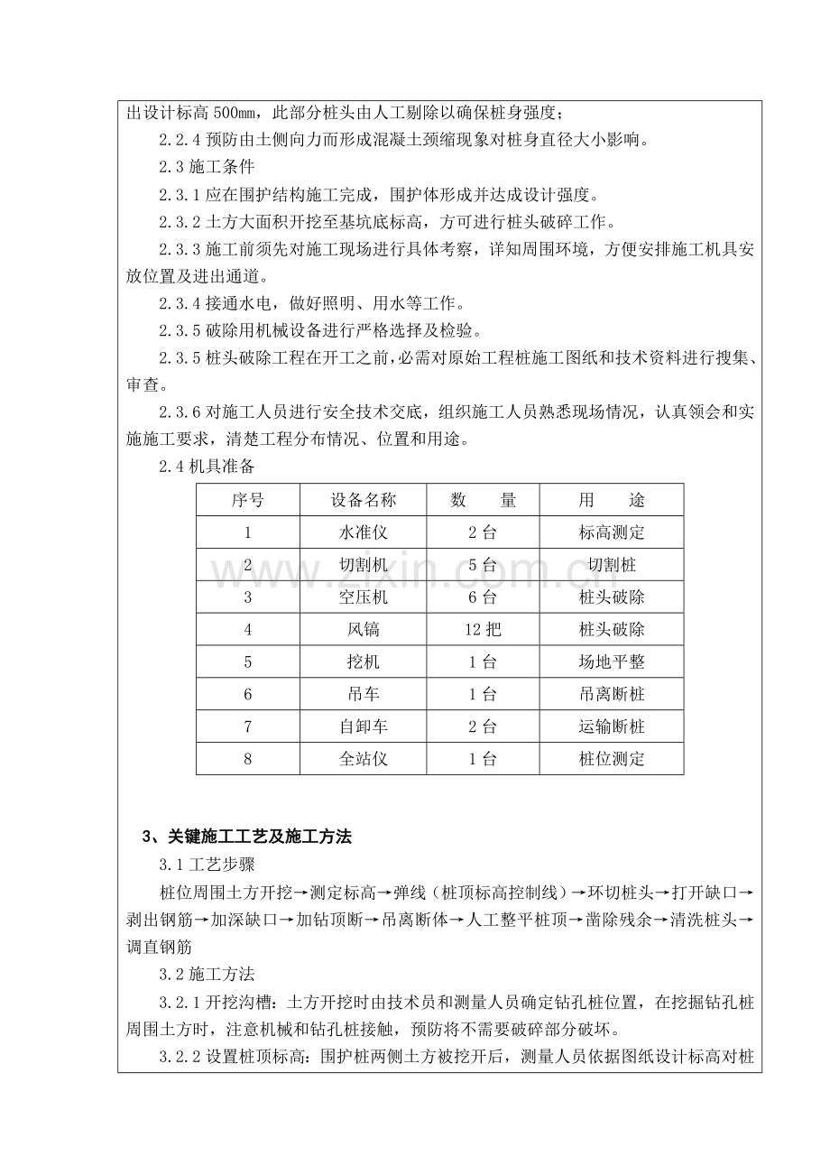 灌注桩破桩头核心技术交底.doc_第3页