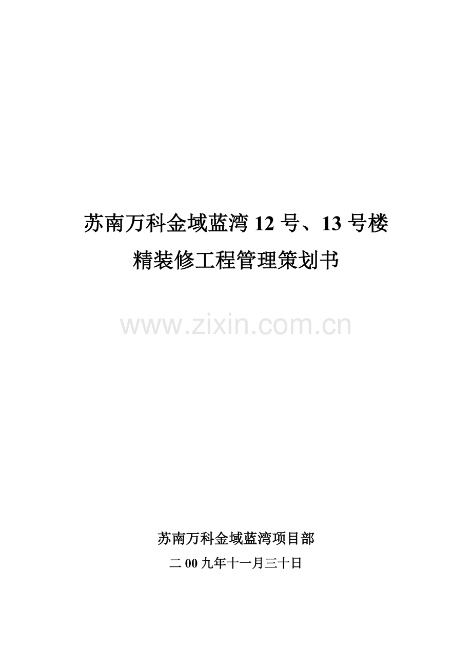 精装修综合项目工程综合项目专业策划书.doc_第1页