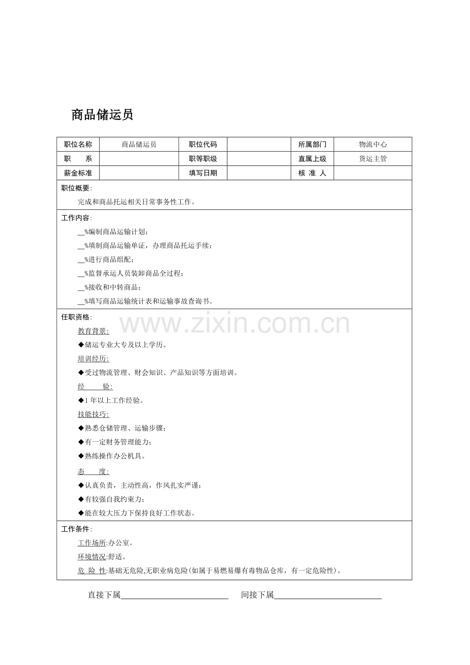 物流中心商品储运员岗位职责样本.doc_第1页