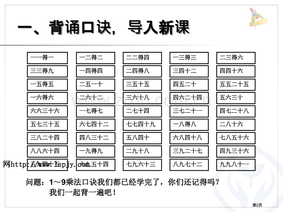 乘法口诀表PPT课件市公开课一等奖百校联赛获奖课件.pptx_第2页