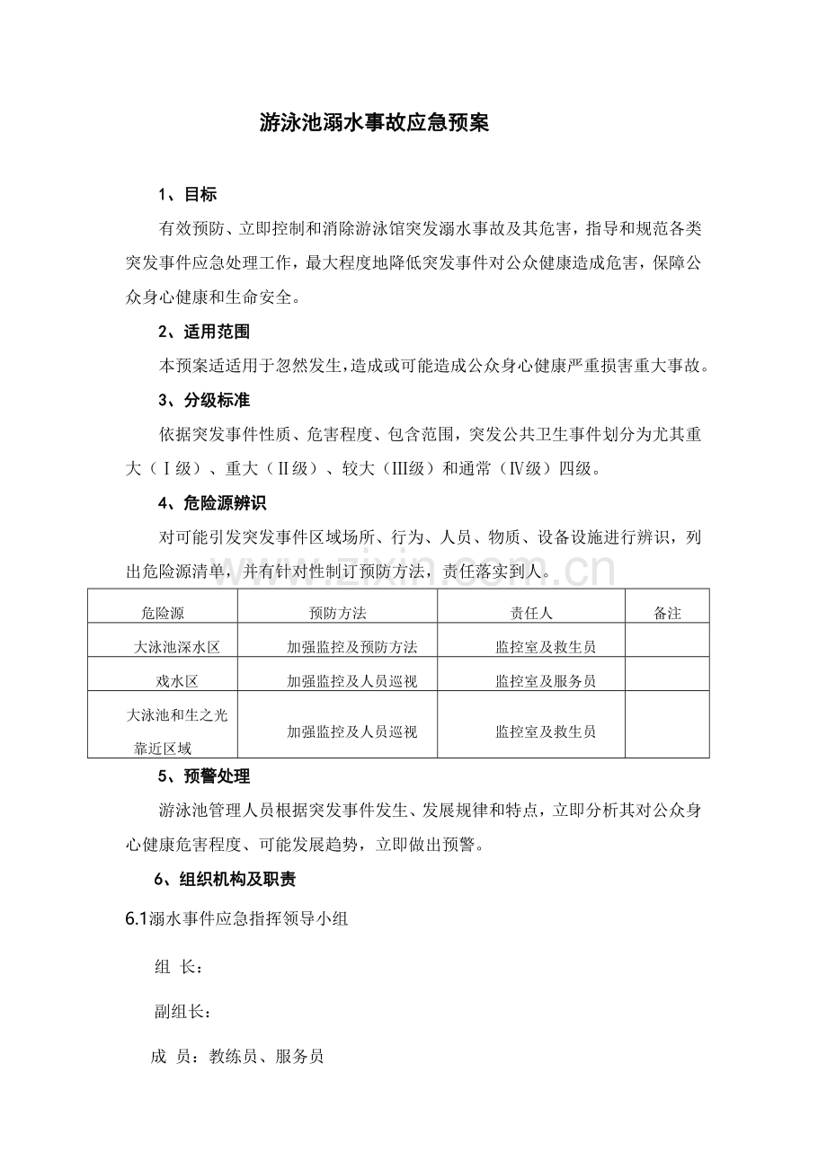 游泳池溺水事故应急专项预案.doc_第1页