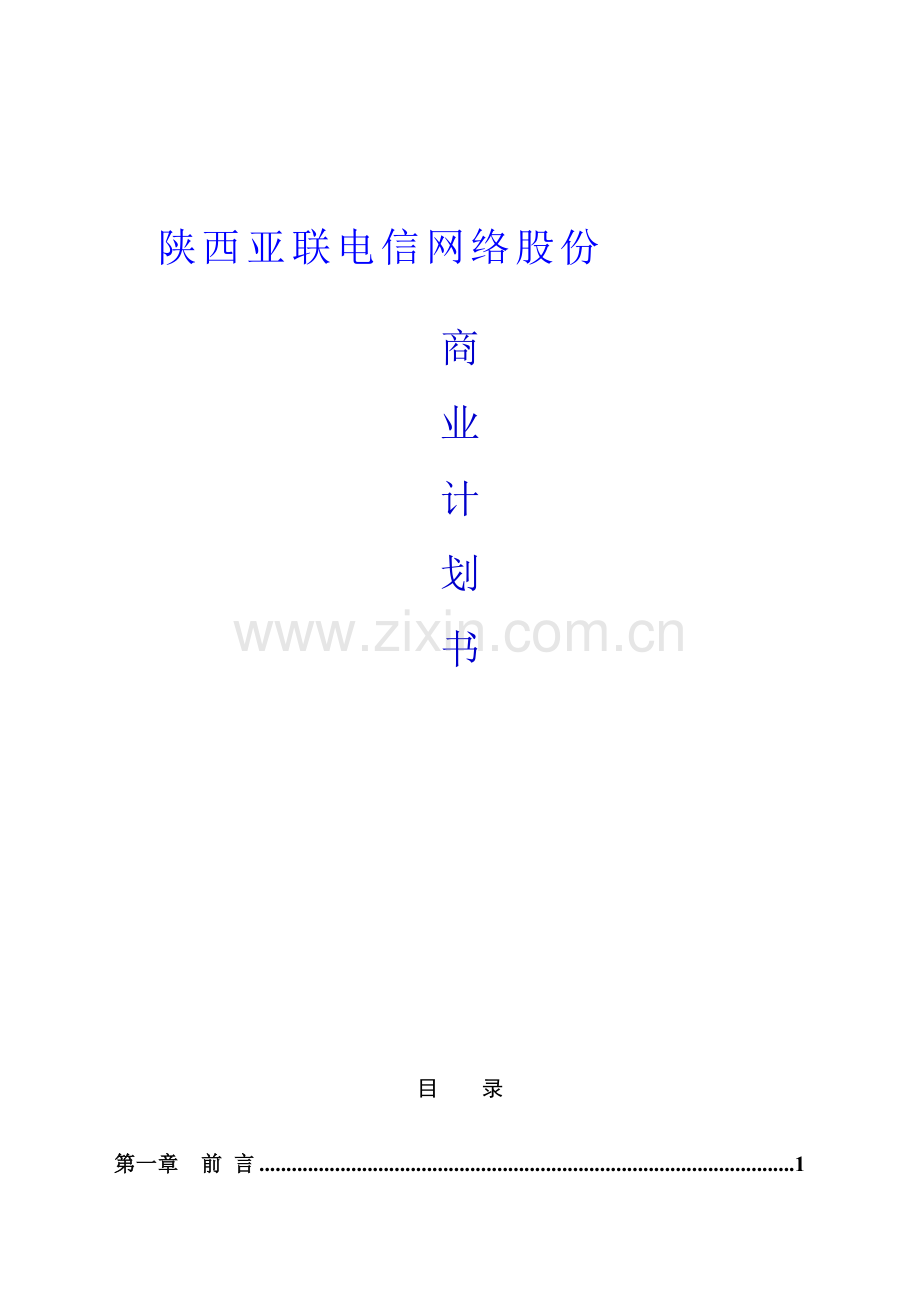 电信网络股份有限公司商业计划书样本.doc_第1页