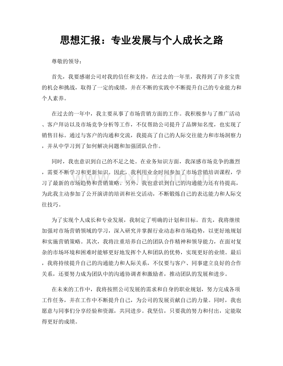 思想汇报：专业发展与个人成长之路.docx_第1页