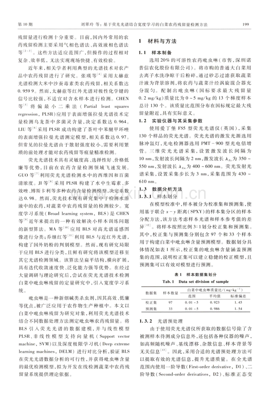 基于荧光光谱结合宽度学习的白菜农药残留量检测方法.pdf_第2页