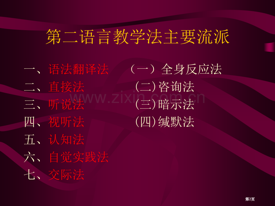 外语教学法主要流派介绍ppt课件市公开课一等奖百校联赛特等奖课件.pptx_第2页