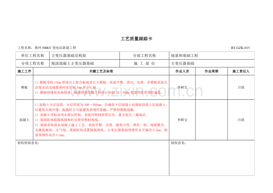 工艺质量跟踪卡模板.doc_第3页