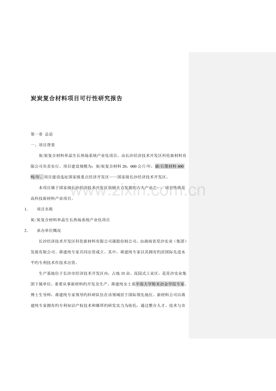 炭复合材料专项项目可行性专题研究报告.docx_第1页