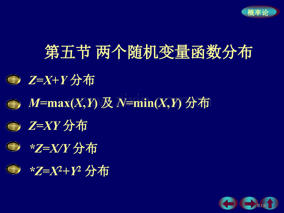 概率论与数理统计多维随机变量及其分布两个随机变量的函数的分布省公共课一等奖全国赛课获奖课件.pptx_第1页