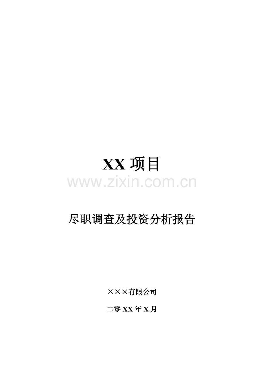 专项项目尽职详细调查及投资分析报告.docx_第1页