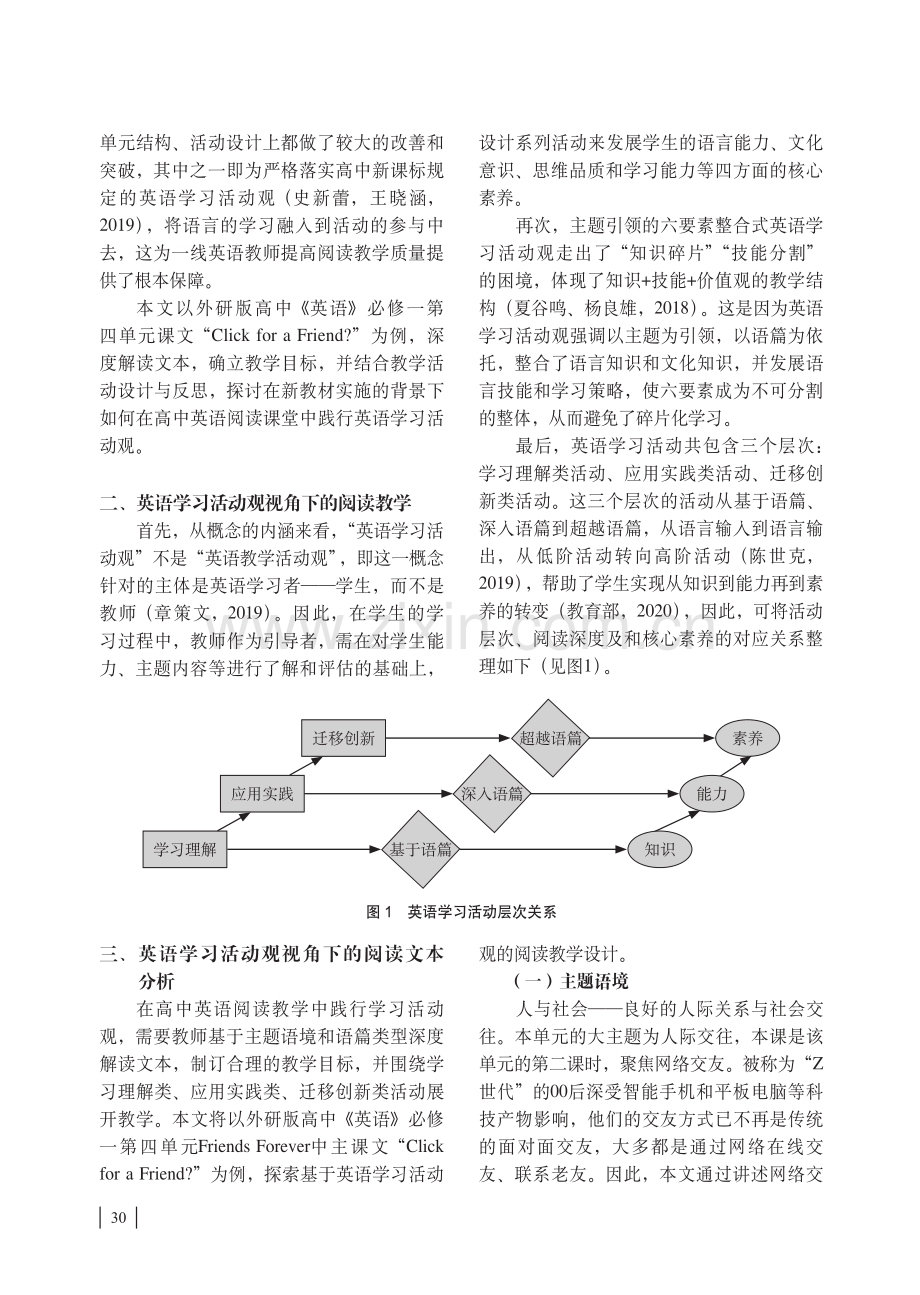 基于英语学习活动观的高中英语阅读教学设计探究.pdf_第2页