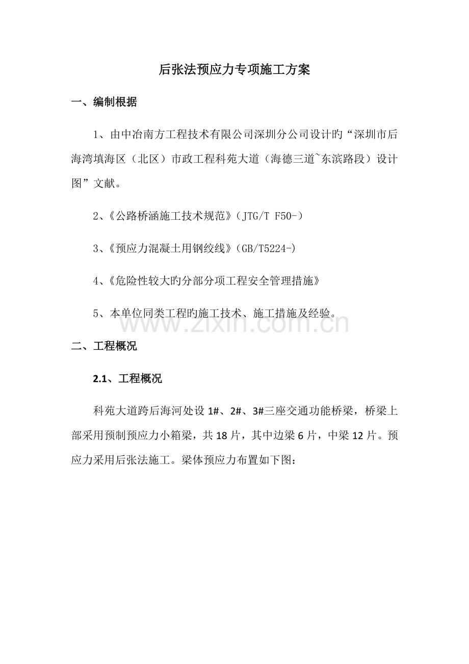 后张法预应力综合施工专题方案.docx_第1页