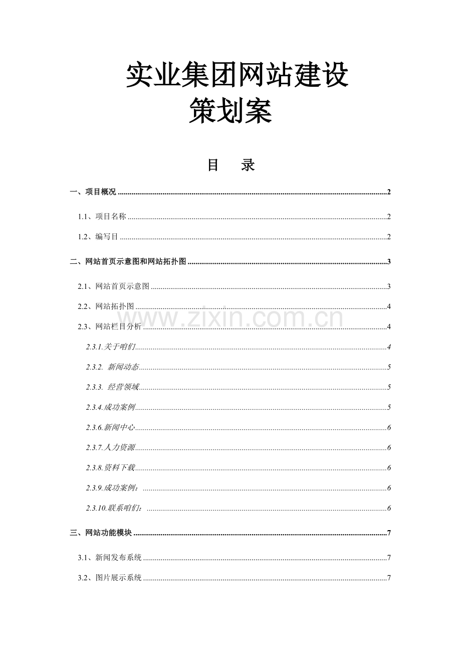 实业集团网站建设专项方案.doc_第1页