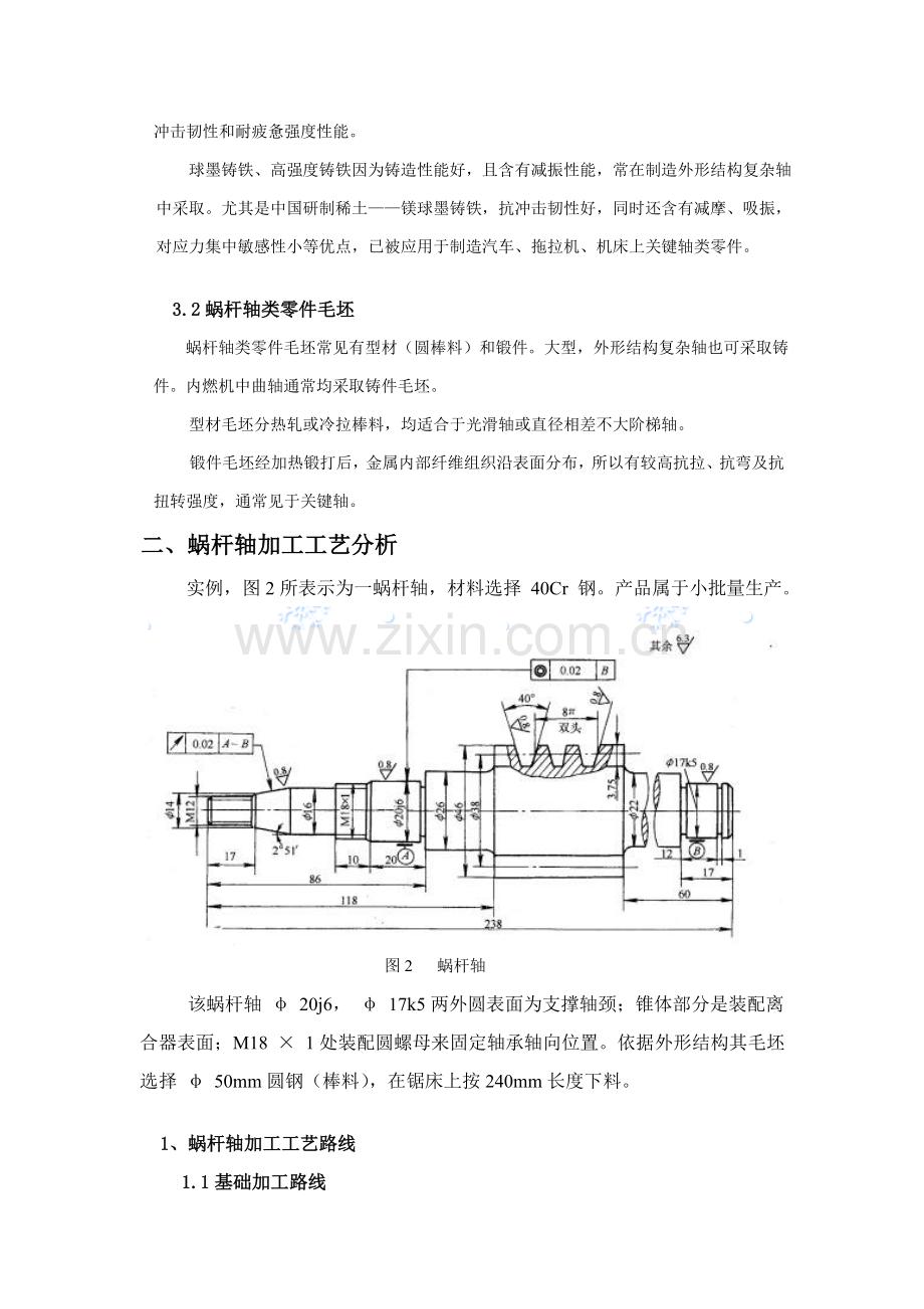 蜗杆轴零件的加工工艺模板.doc_第3页