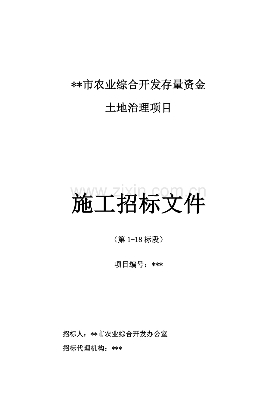 农业综合开发存量资金土地治理项目施工招标文件模板.doc_第1页