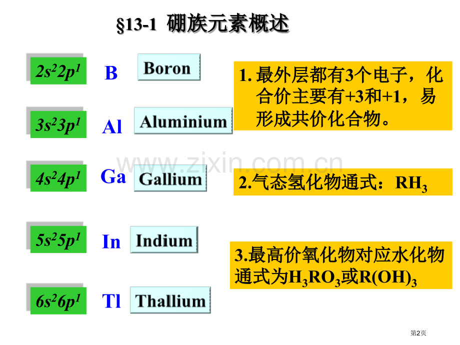 内蒙古民族大学无机化学吉大武大版第13章硼族元素市公开课一等奖百校联赛特等奖课件.pptx_第2页