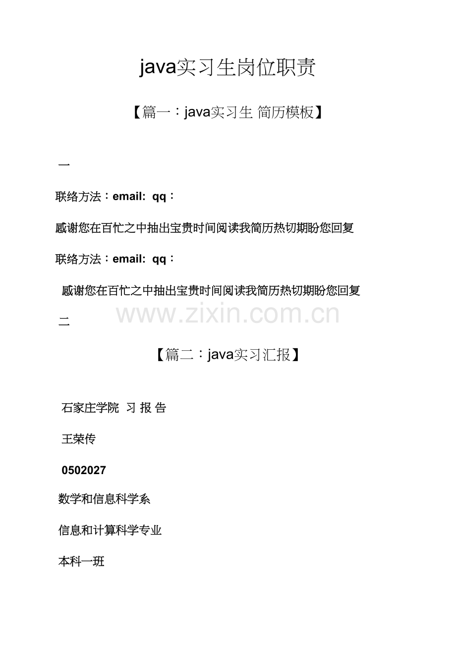 java实习生岗位职能职责.docx_第1页